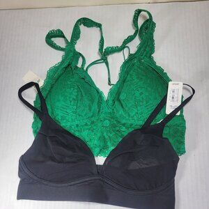 Aerie Lace Bralette & Smoothez Black Sheer Bralette Size S